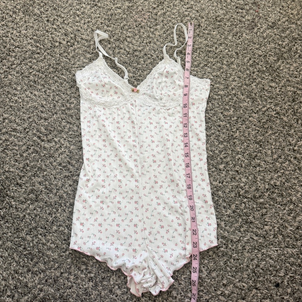 Women Floral Lace Trim Cami Babydoll Romper Sleepwear Pajama Loungewear M - Picture 6 of 8